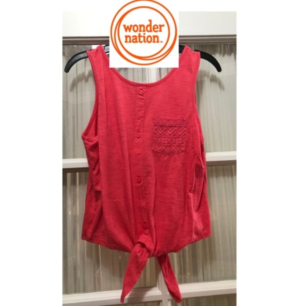 Wonder Nation tank top; front tie; girls' size Large (10/12.)